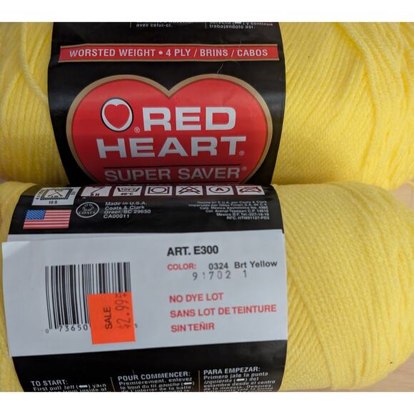 🦃Red Heart 0324 Bright Yellow Yarn Lot - Picture 4 of 4